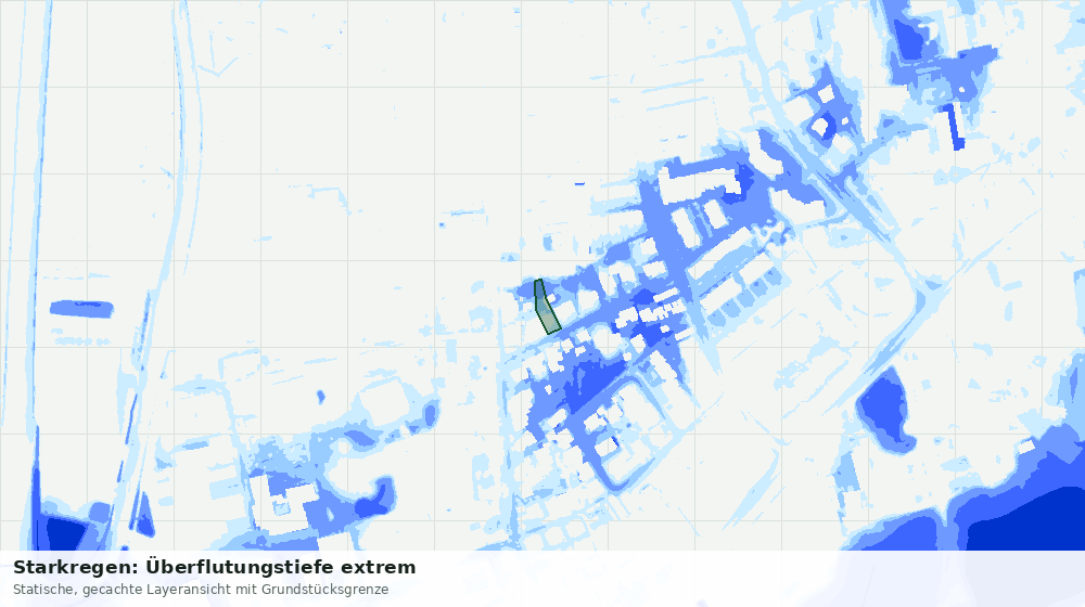 Statische Kartenansicht: Starkregen: Überflutungstiefe extrem
