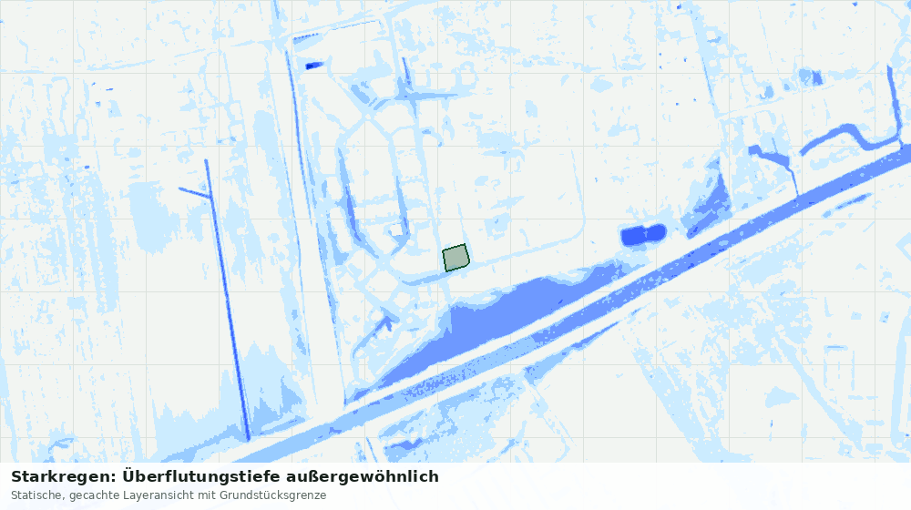 Statische Kartenansicht: Starkregen: Überflutungstiefe außergewöhnlich