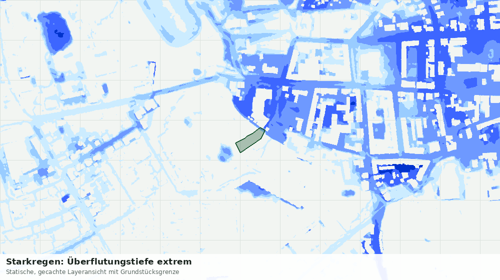 Statische Kartenansicht: Starkregen: Überflutungstiefe extrem