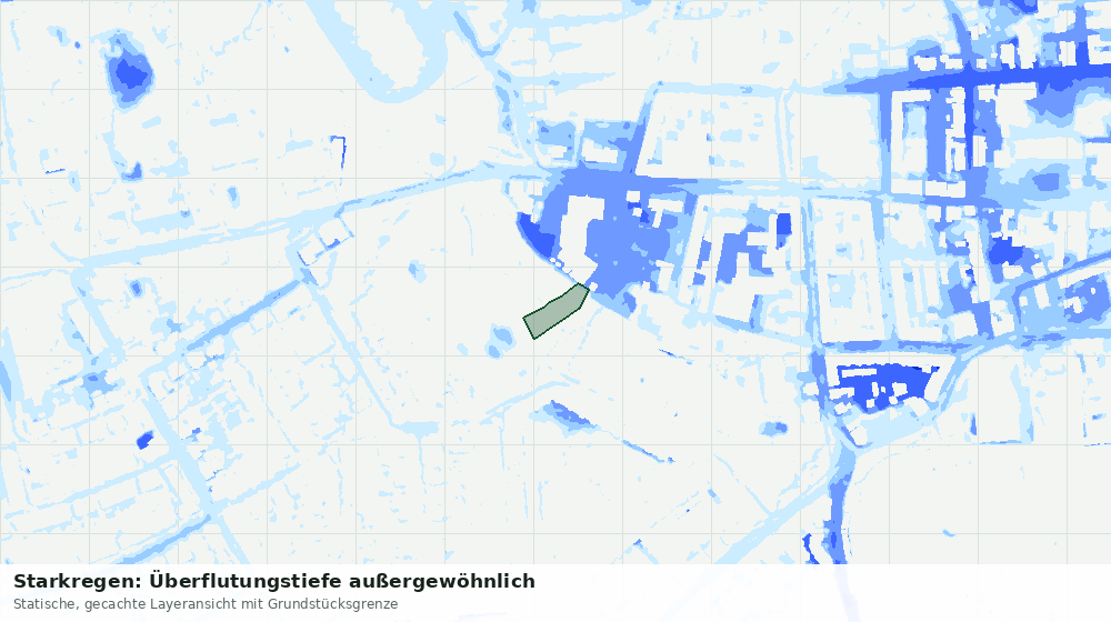 Statische Kartenansicht: Starkregen: Überflutungstiefe außergewöhnlich