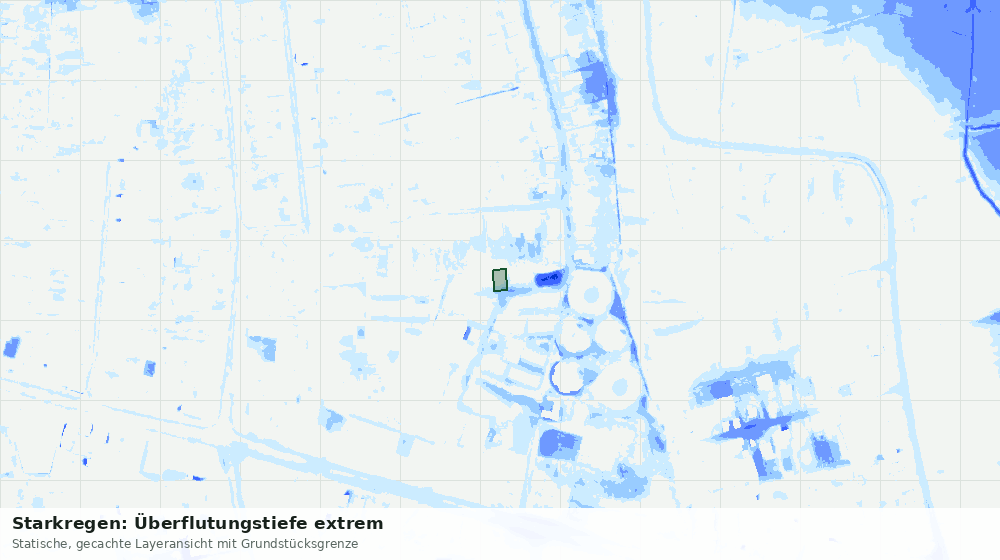 Statische Kartenansicht: Starkregen: Überflutungstiefe extrem