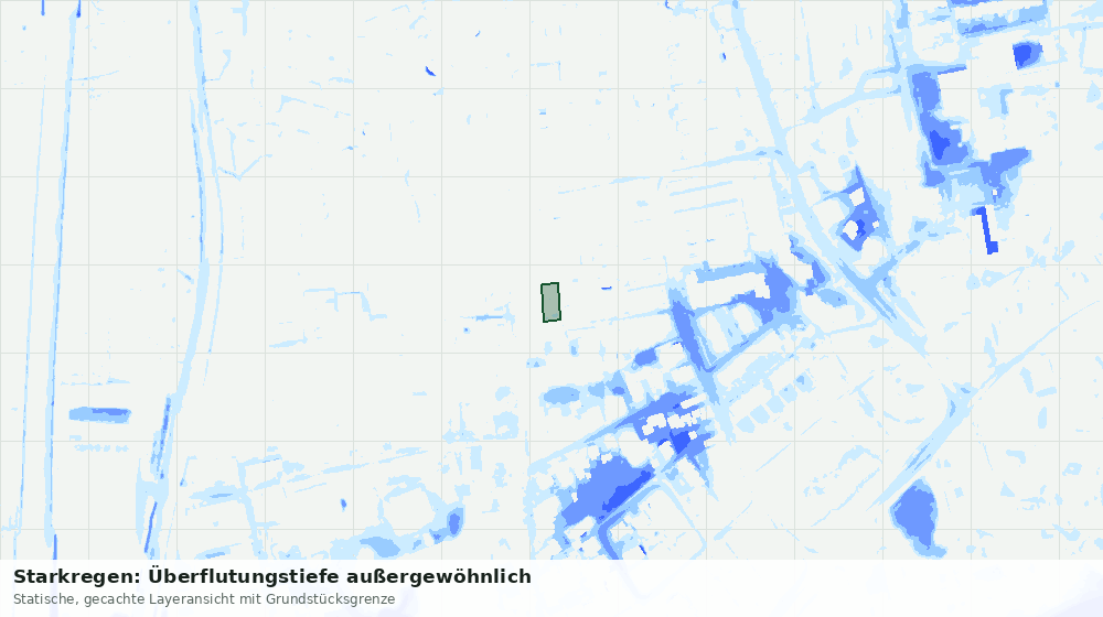 Statische Kartenansicht: Starkregen: Überflutungstiefe außergewöhnlich