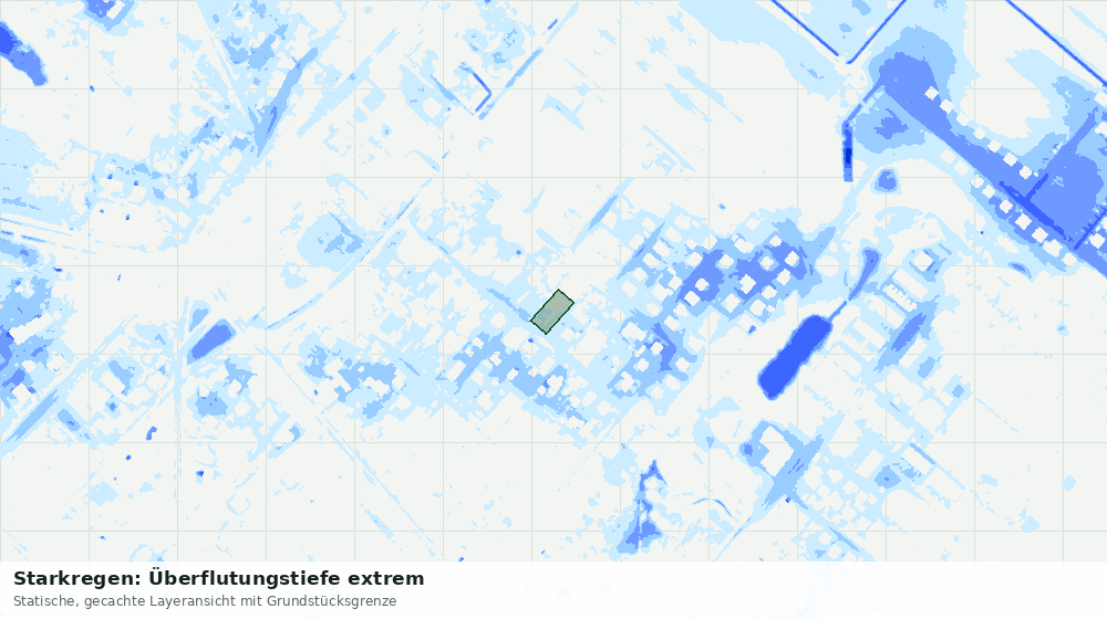 Statische Kartenansicht: Starkregen: Überflutungstiefe extrem