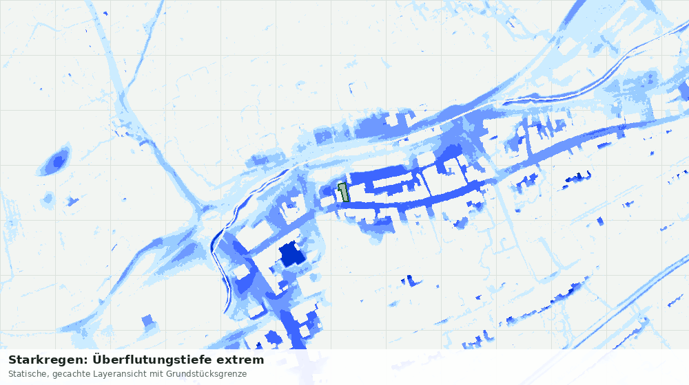 Statische Kartenansicht: Starkregen: Überflutungstiefe extrem