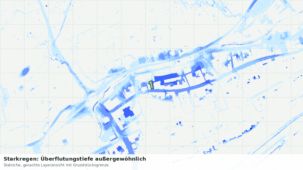 Statische Kartenansicht: Starkregen: Überflutungstiefe außergewöhnlich