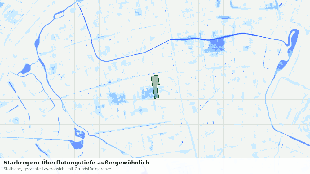 Statische Kartenansicht: Starkregen: Überflutungstiefe außergewöhnlich