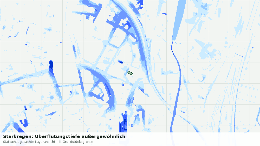Statische Kartenansicht: Starkregen: Überflutungstiefe außergewöhnlich