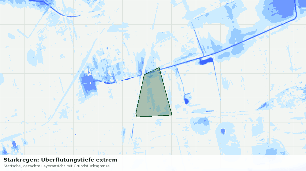 Statische Kartenansicht: Starkregen: Überflutungstiefe extrem