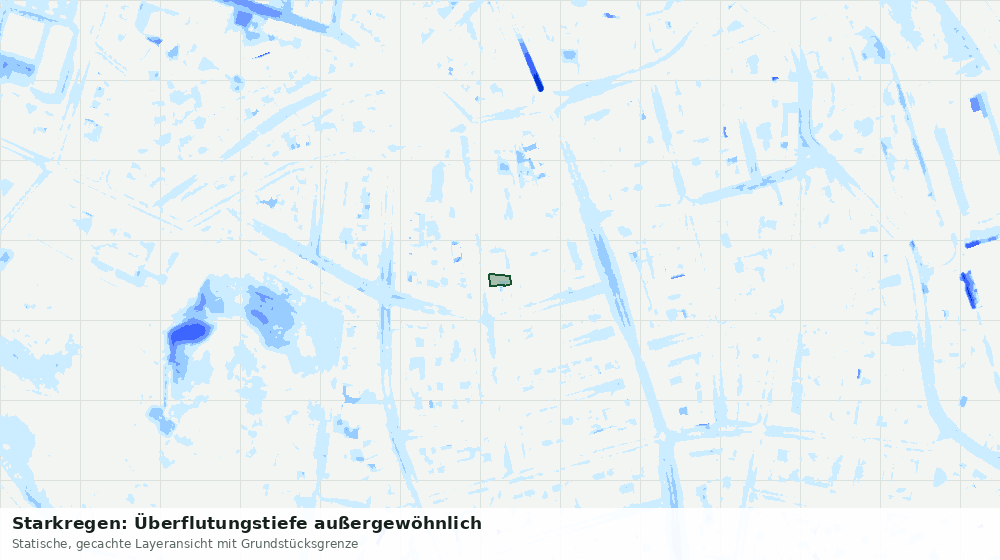 Statische Kartenansicht: Starkregen: Überflutungstiefe außergewöhnlich