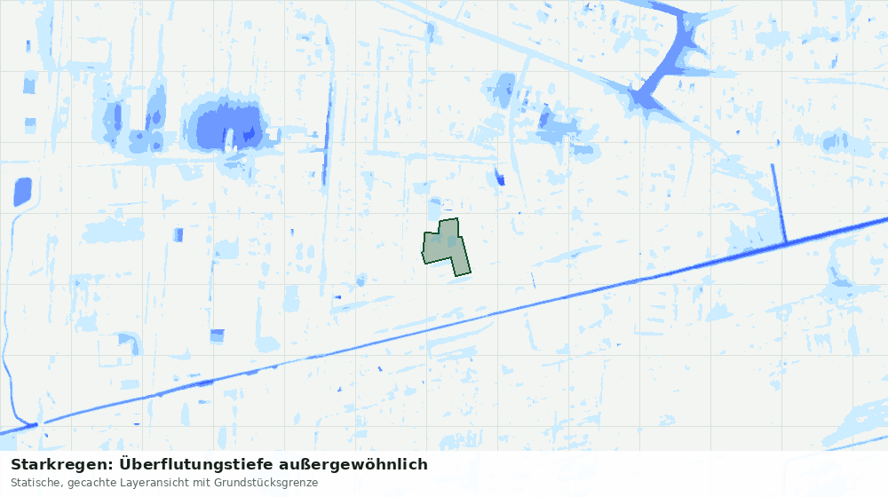 Statische Kartenansicht: Starkregen: Überflutungstiefe außergewöhnlich