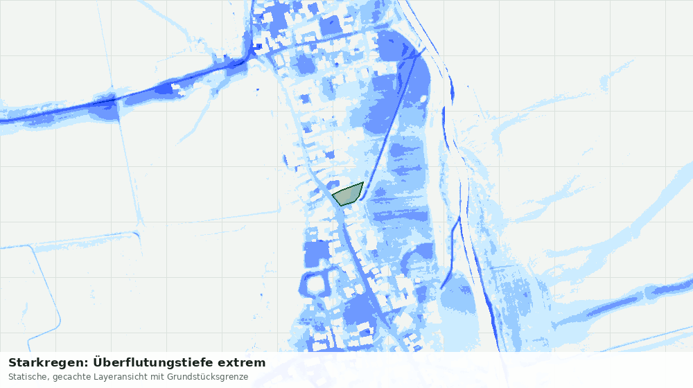 Statische Kartenansicht: Starkregen: Überflutungstiefe extrem