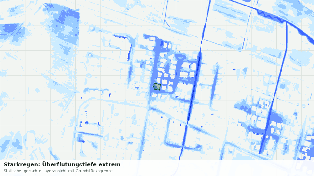 Statische Kartenansicht: Starkregen: Überflutungstiefe extrem