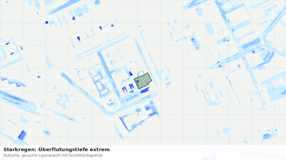 Statische Kartenansicht: Starkregen: Überflutungstiefe extrem
