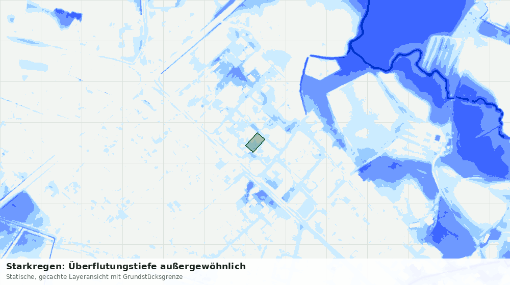 Statische Kartenansicht: Starkregen: Überflutungstiefe außergewöhnlich