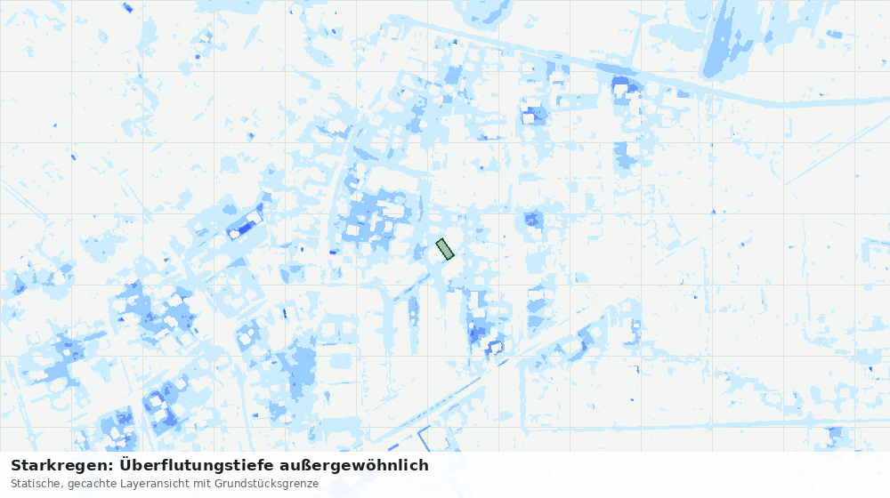 Statische Kartenansicht: Starkregen: Überflutungstiefe außergewöhnlich