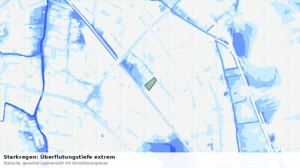 Statische Kartenansicht: Starkregen: Überflutungstiefe extrem