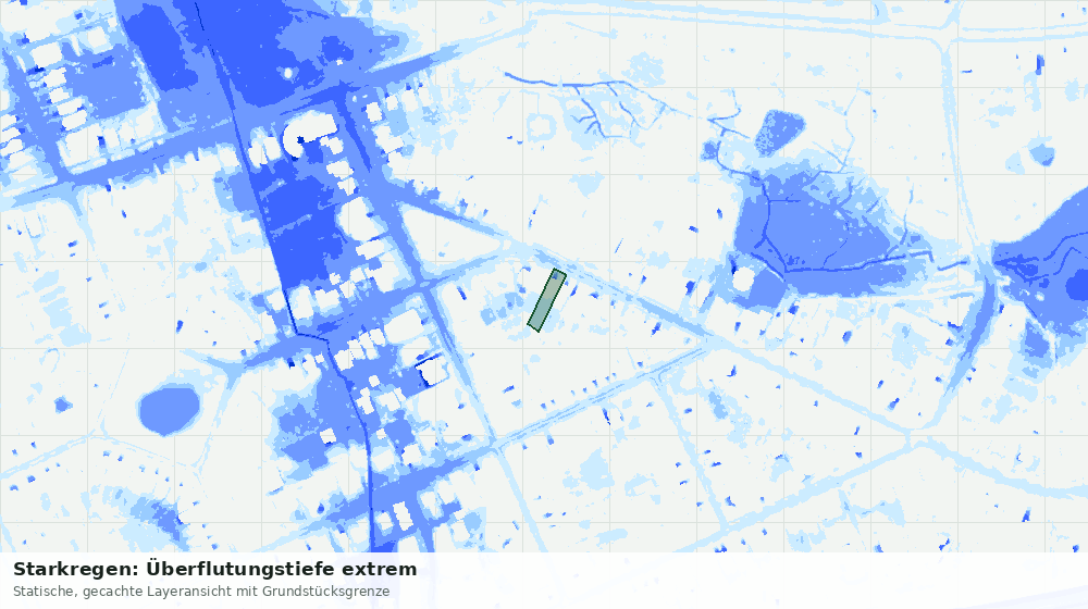 Statische Kartenansicht: Starkregen: Überflutungstiefe extrem