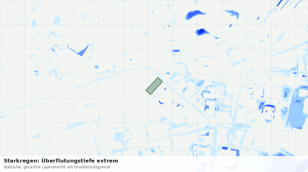Statische Kartenansicht: Starkregen: Überflutungstiefe extrem