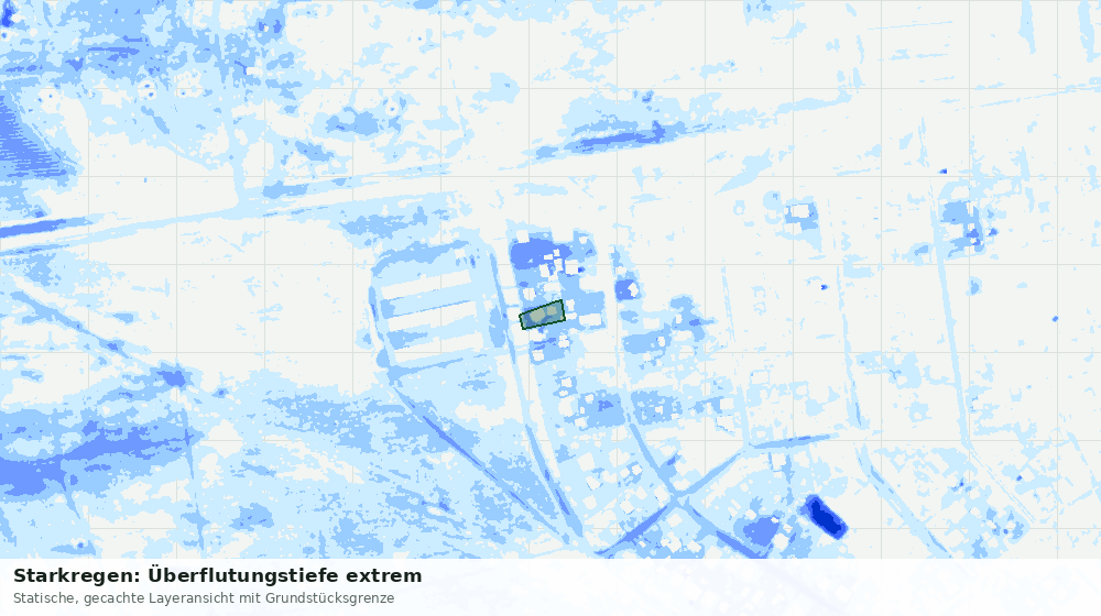 Statische Kartenansicht: Starkregen: Überflutungstiefe extrem