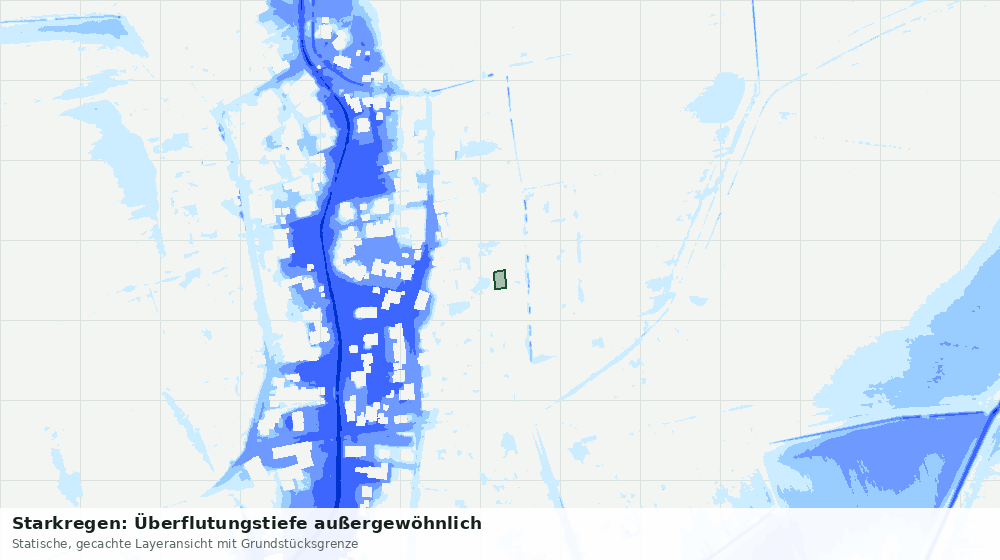 Statische Kartenansicht: Starkregen: Überflutungstiefe außergewöhnlich