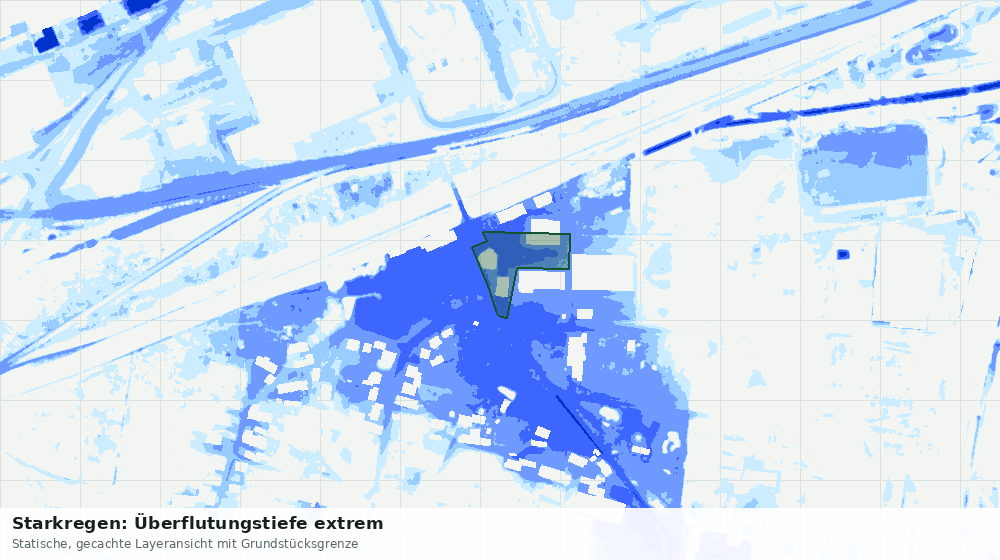 Statische Kartenansicht: Starkregen: Überflutungstiefe extrem