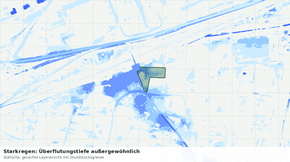 Statische Kartenansicht: Starkregen: Überflutungstiefe außergewöhnlich