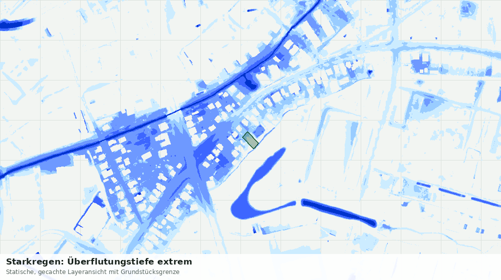 Statische Kartenansicht: Starkregen: Überflutungstiefe extrem