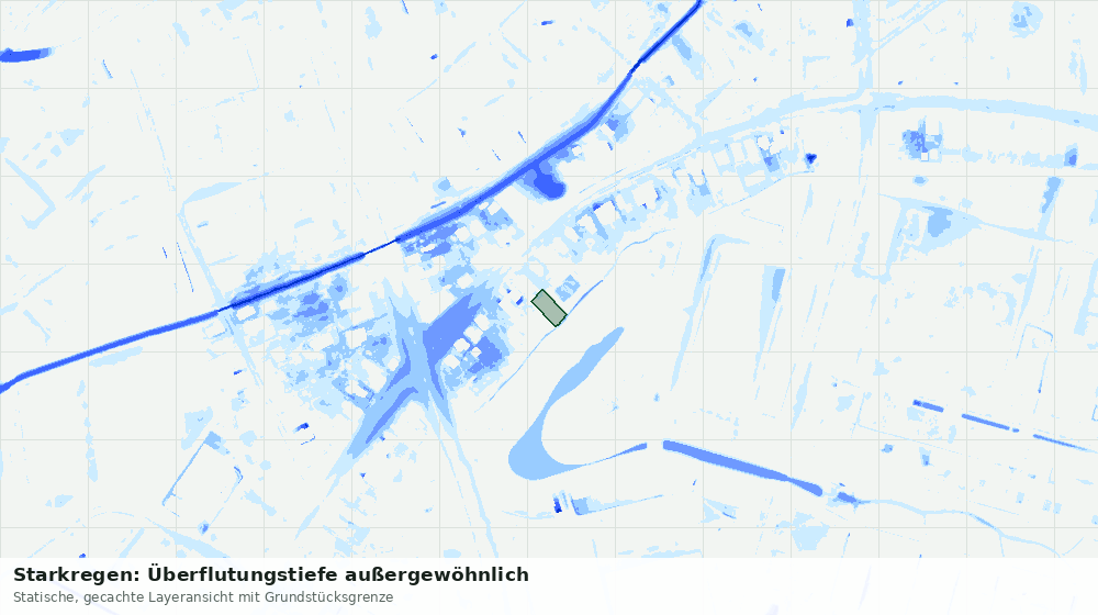 Statische Kartenansicht: Starkregen: Überflutungstiefe außergewöhnlich