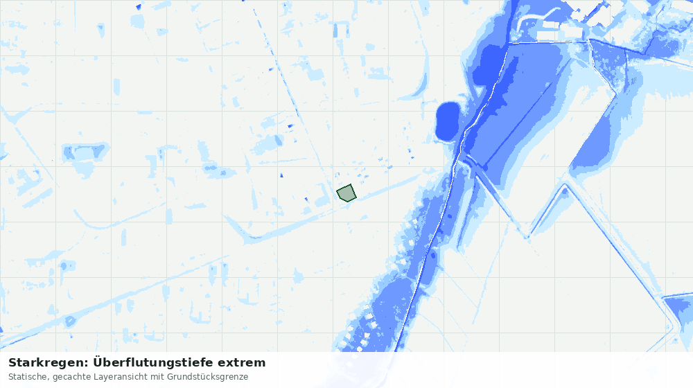 Statische Kartenansicht: Starkregen: Überflutungstiefe extrem