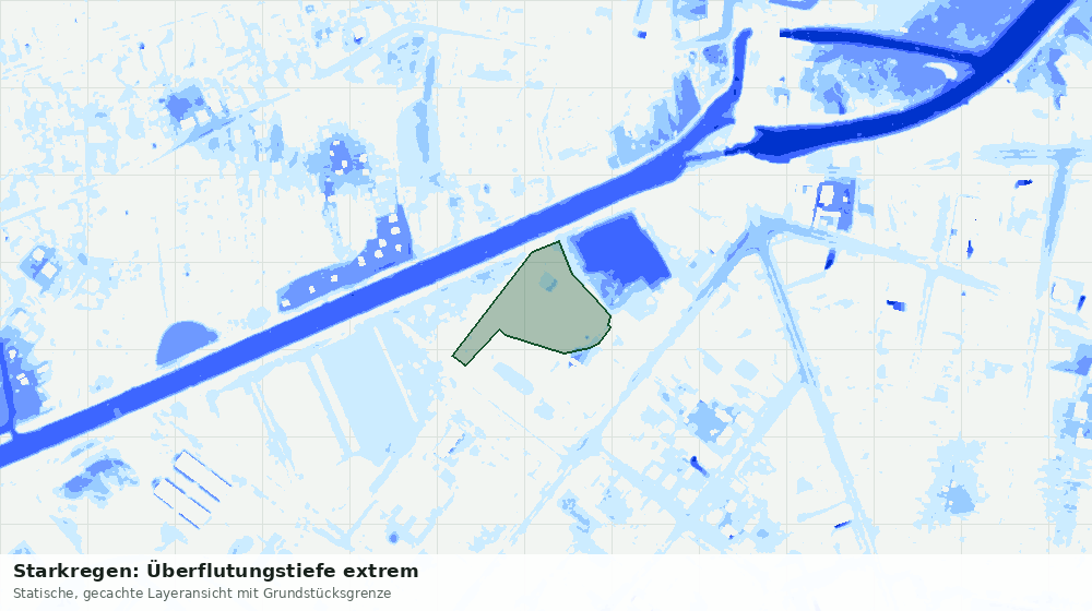 Statische Kartenansicht: Starkregen: Überflutungstiefe extrem