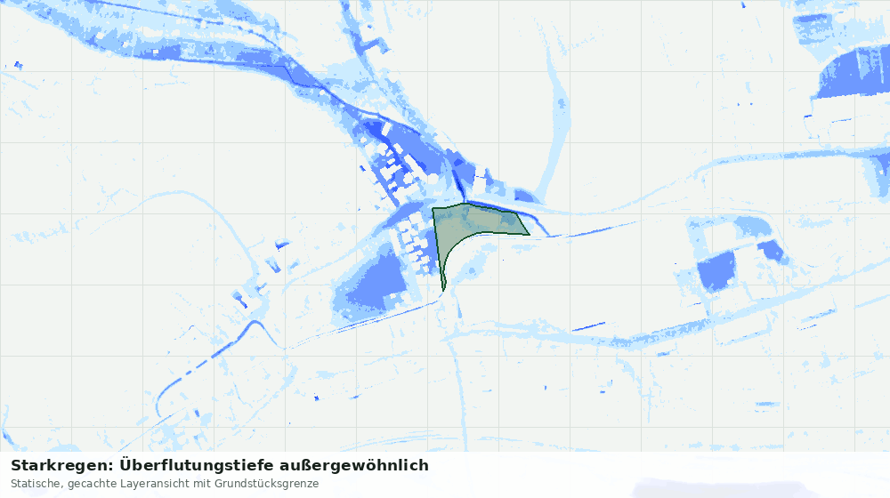Statische Kartenansicht: Starkregen: Überflutungstiefe außergewöhnlich