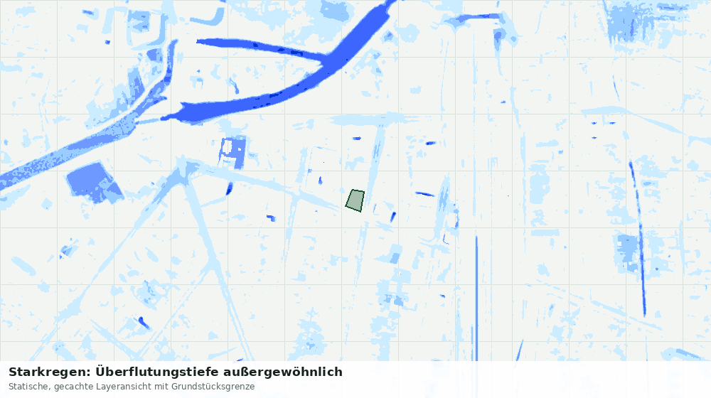 Statische Kartenansicht: Starkregen: Überflutungstiefe außergewöhnlich