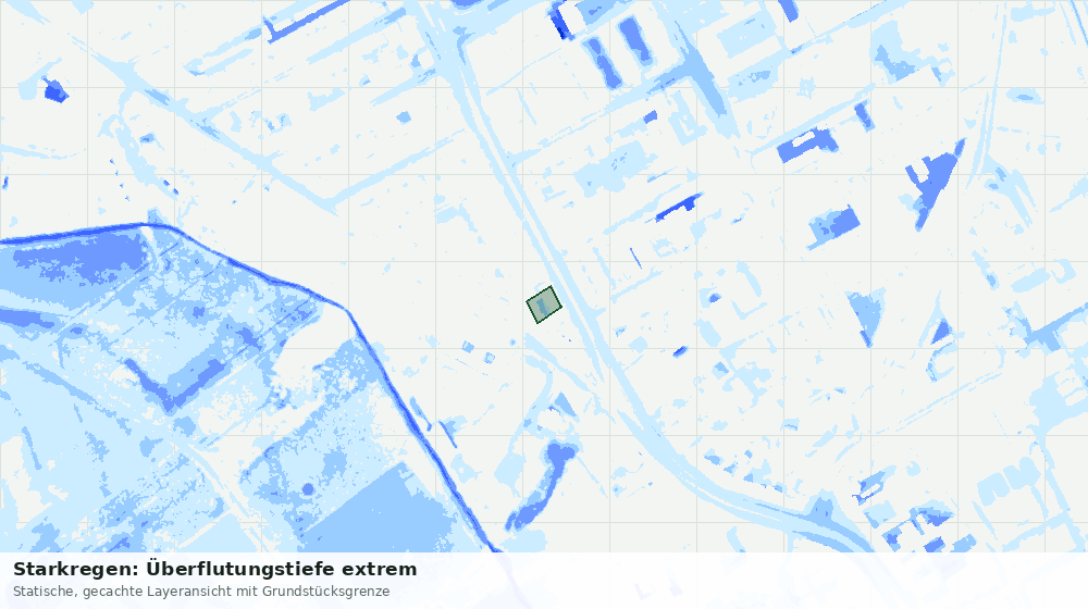 Statische Kartenansicht: Starkregen: Überflutungstiefe extrem