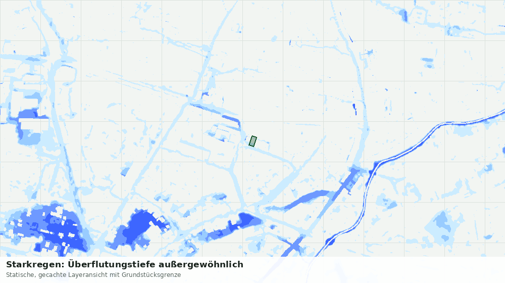 Statische Kartenansicht: Starkregen: Überflutungstiefe außergewöhnlich