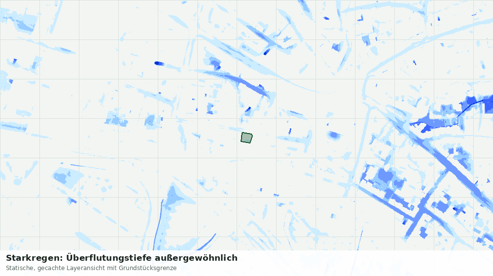 Statische Kartenansicht: Starkregen: Überflutungstiefe außergewöhnlich