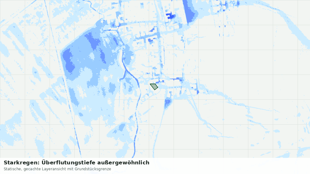 Statische Kartenansicht: Starkregen: Überflutungstiefe außergewöhnlich