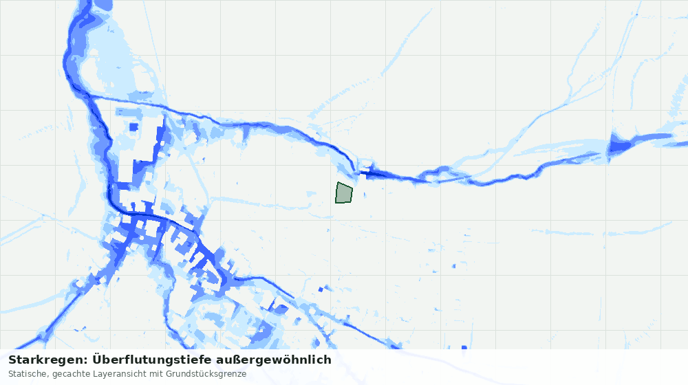 Statische Kartenansicht: Starkregen: Überflutungstiefe außergewöhnlich