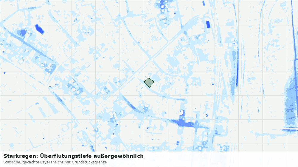 Statische Kartenansicht: Starkregen: Überflutungstiefe außergewöhnlich