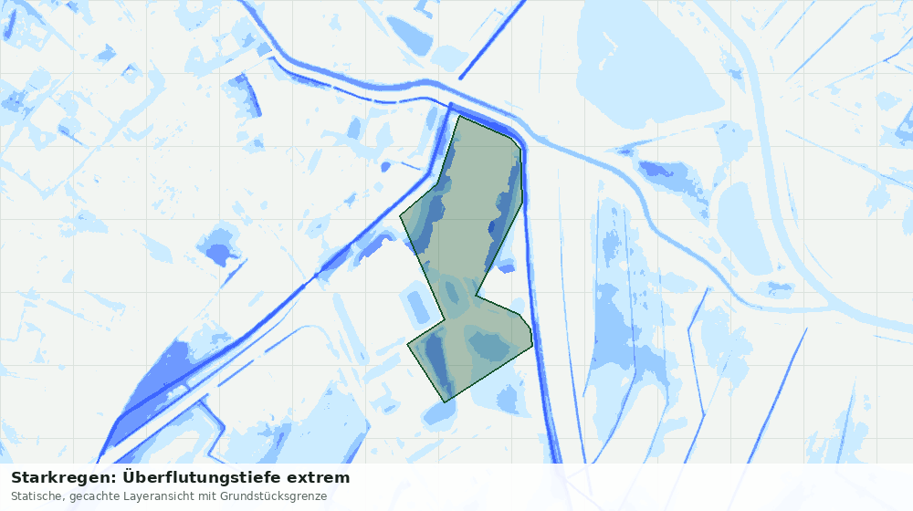 Statische Kartenansicht: Starkregen: Überflutungstiefe extrem