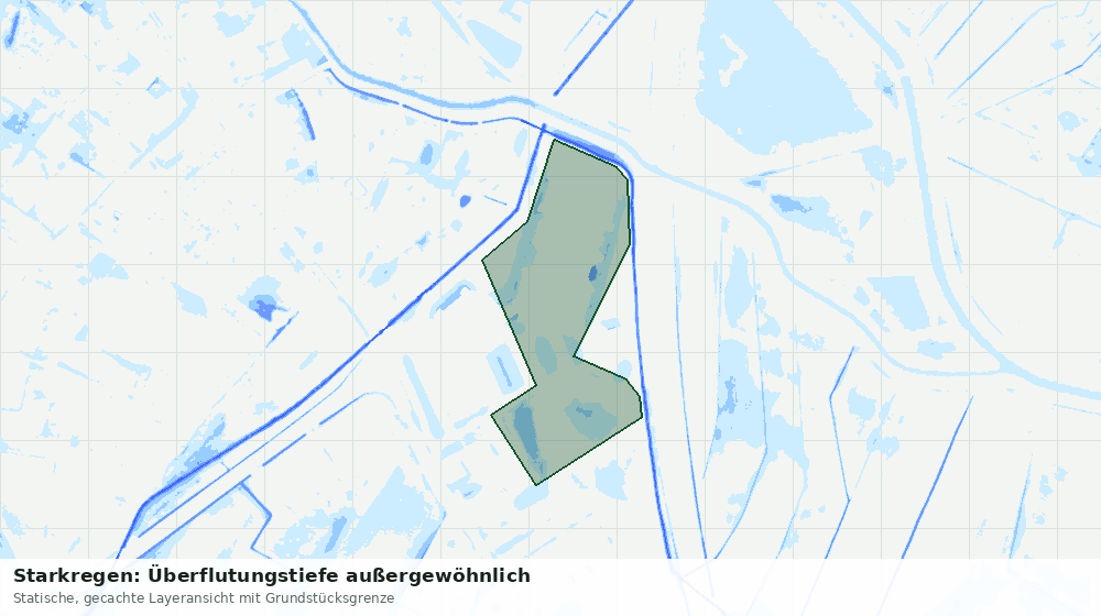 Statische Kartenansicht: Starkregen: Überflutungstiefe außergewöhnlich