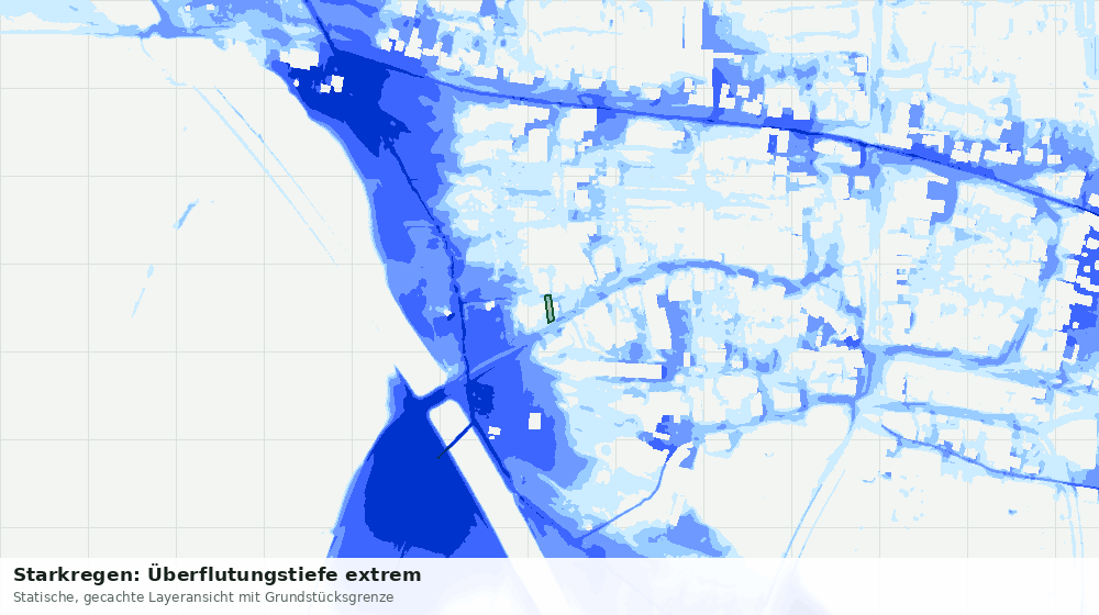 Statische Kartenansicht: Starkregen: Überflutungstiefe extrem