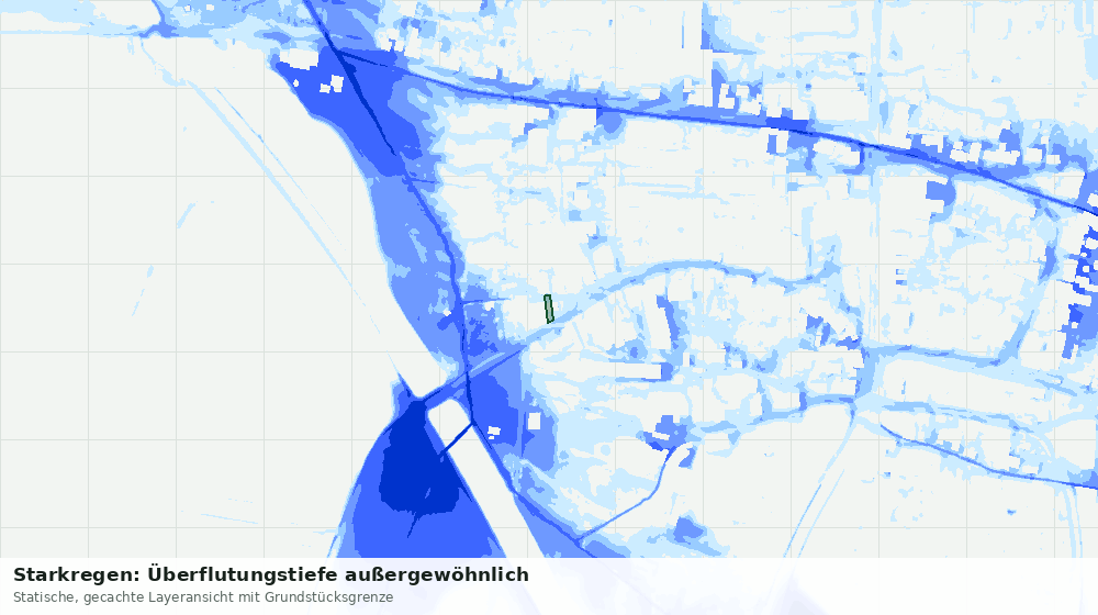 Statische Kartenansicht: Starkregen: Überflutungstiefe außergewöhnlich