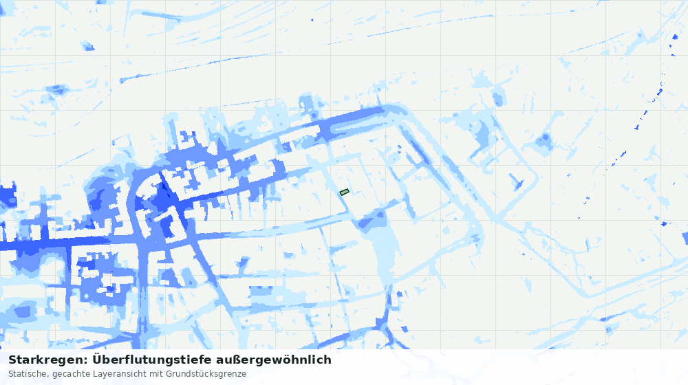 Statische Kartenansicht: Starkregen: Überflutungstiefe außergewöhnlich