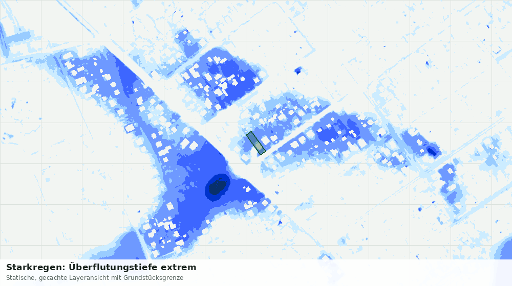 Statische Kartenansicht: Starkregen: Überflutungstiefe extrem