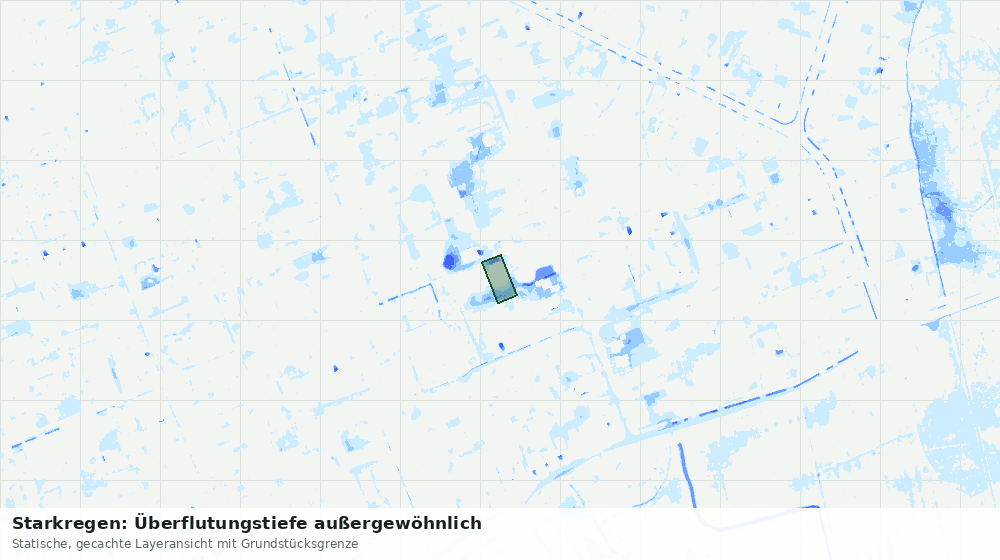 Statische Kartenansicht: Starkregen: Überflutungstiefe außergewöhnlich