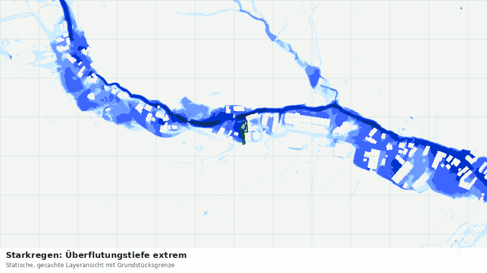 Statische Kartenansicht: Starkregen: Überflutungstiefe extrem