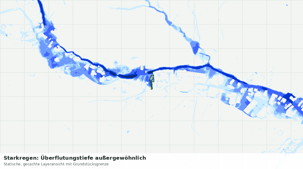 Statische Kartenansicht: Starkregen: Überflutungstiefe außergewöhnlich