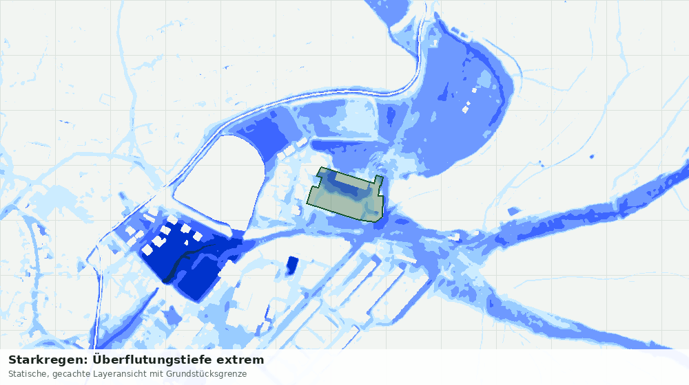Statische Kartenansicht: Starkregen: Überflutungstiefe extrem