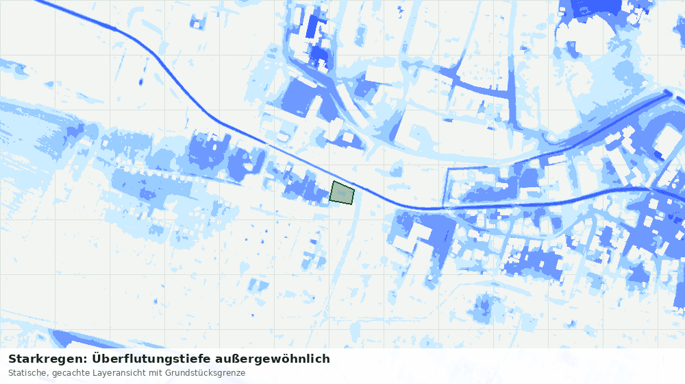 Statische Kartenansicht: Starkregen: Überflutungstiefe außergewöhnlich
