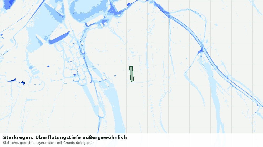 Statische Kartenansicht: Starkregen: Überflutungstiefe außergewöhnlich